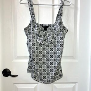 ⭐️ White House Black Market All Over Print Ruffle Tank Top Size; MEDIUM